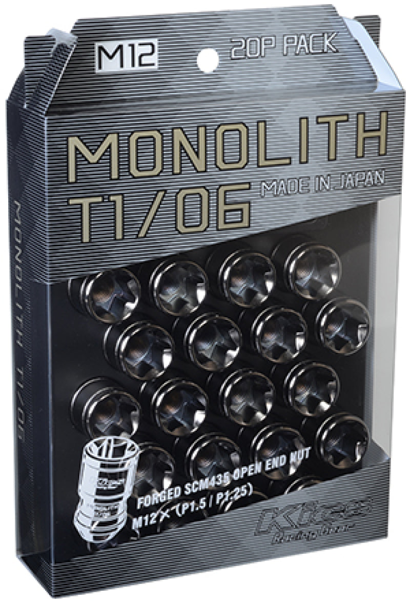 Project Kics, Project Kics 12 x 1.25 Glorious Black T1/06 Monolith Lug Nuts - 20 Pcs | WMN03GK