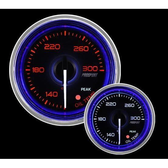 Prosport, Prosport 52mm Crystal Blue/White Oil Temperature Gauge - Universal