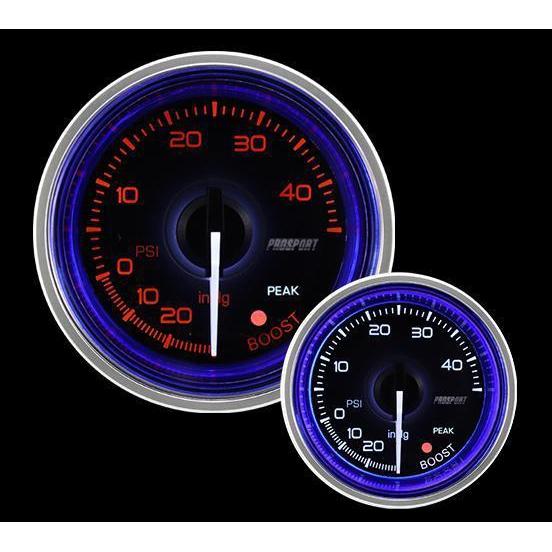 Prosport, Prosport 52mm Crystal Series Blue/White Electric Boost Gauge - Universal