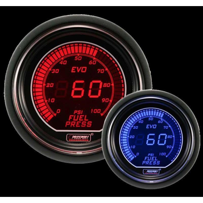 Prosport, Prosport 52mm Evo Electrical Fuel Pressure Gauge - Red/Blue - Universal