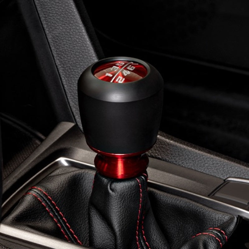 Raceseng, Raceseng Topology Shift Knob (Gate 3 Engrv) Mini R50/R52/R53 Adptr - Red Trnsluc. w/Blk Delrin Cover